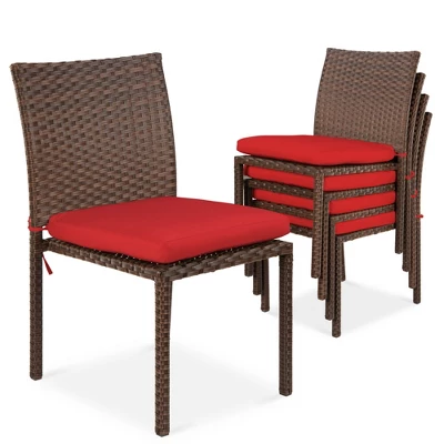Best Choice Products Set Of 4 Stackable Outdoor Patio Wicker Chairs W/ Cushions, UV-Resistant Finish - Image 7