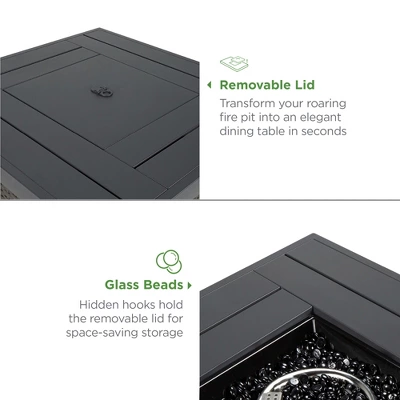 Best Choice Products 28in Propane Gas Fire Pit Table 50,000 BTU Outdoor Wicker W/ Glass Beads, Tank Holder - Image 4