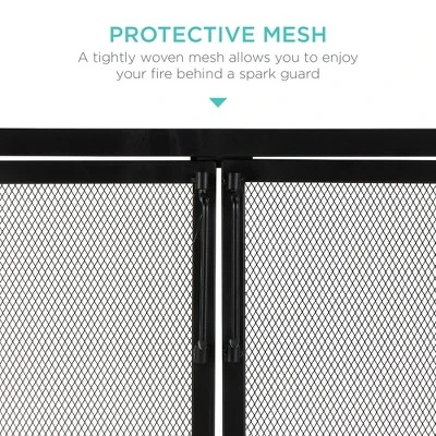 Best Choice Products 38.5x31in 2-Door Fireplace Screen, Handcrafted Wrought Iron Spark Guard W/ Magnetic Doors - Image 3