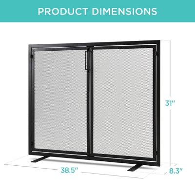 Best Choice Products 38.5x31in 2-Door Fireplace Screen, Handcrafted Wrought Iron Spark Guard W/ Magnetic Doors - Image 6