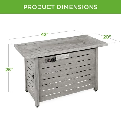 Best Choice Products 42in Fire Pit Table 50,000 BTU Rectangular Steel Gas W/ Storage, Cover, Glass Beads - Image 6