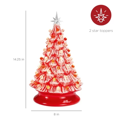 Best Choice Products 15in Pre-lit Ceramic Christmas Tree W/ Cord, Hand-Painted Decoration - Image 6