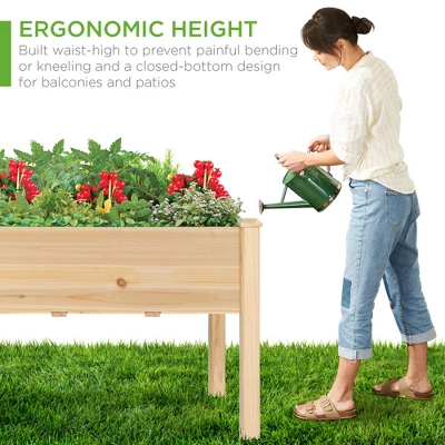 Best Choice Products Best Choice Product 48x24x30in Raised Garden Bed, Elevated Wooden Planter For Yard W/ Foot Caps, Bed Liner - Image 4