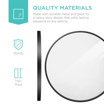 Best Choice Products 36in Framed Round Bathroom Vanity Wall Mirror W/ Anti-Blast Film - Image 2