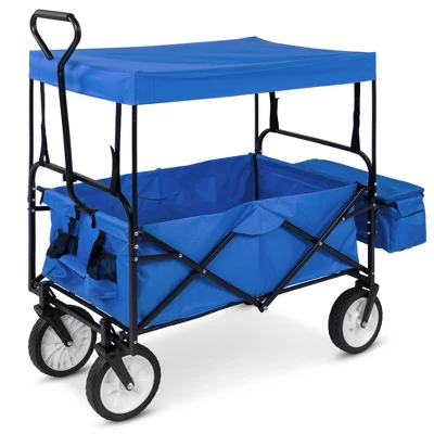 Best Choice Products Folding Utility Cargo Wagon Cart W/ Removable Canopy, Cup Holders - Image 8
