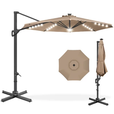 Best Choice Products 10ft 360-Degree Solar LED Cantilever Patio Umbrella, Outdoor Hanging Shade W/ Lights - Image 10