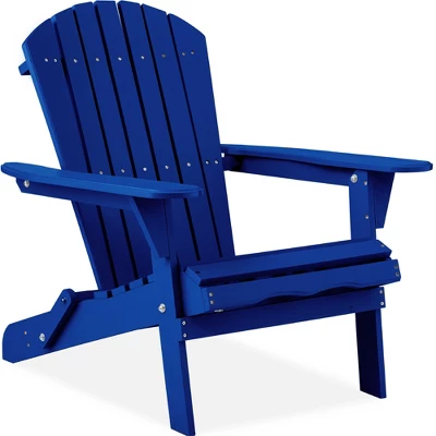 Best Choice Products Folding Adirondack Chair Outdoor, Wooden Accent Lounge Furniture W/ 350lb Capacity - Image 9