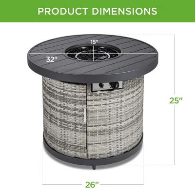 Best Choice Products 32in Round Fire Pit Table, 50,000 BTU Outdoor Wicker Patio Firepit W/ Cover, Tank Holder - Image 6