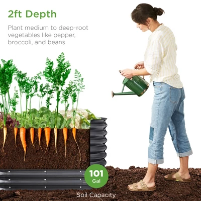 Best Choice Products 4x2x2ft Outdoor Raised Metal Oval Garden Bed, Planter Box For Vegetables, Flowers - Charcoal