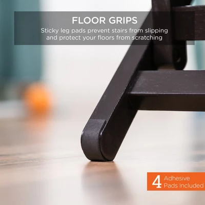 Best Choice Products Foldable Adjustable, Wide Wooden Carpeted Pet Stairs For Injured, Elderly Dog & Cat - Image 4