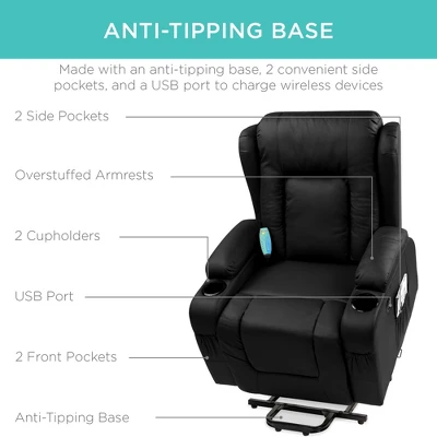 Best Choice Products Electric Power Lift Recliner Massage Chair Furniture W/ USB Port, Heat, Cupholders - Image 4