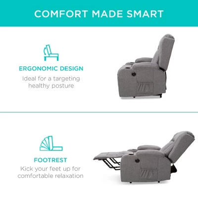 Best Choice Products Electric Power Lift Linen Recliner Massage Chair Furniture W/ USB Port, Heat, Cupholders - Image 5