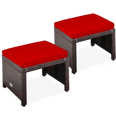 Best Choice Products Set Of 2 Multipurpose Patio Wicker Ottomans W/ Removable Cushions, Steel Frame - Image 11