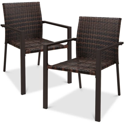 Best Choice Products Set Of 2 Stackable Wicker Chairs W/ Armrests, Steel Conversation Accent Furniture For Patio - Image 8