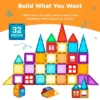 Best Choice Products 32-Piece Colorful Kids Mini Magnetic Tiles Educational STEM Toy Set W/ Carrying Case, Rounded Edges