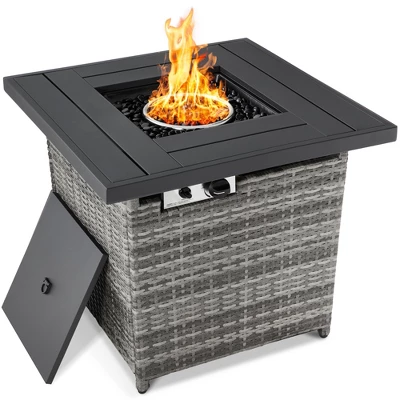 Best Choice Products 28in Propane Gas Fire Pit Table 50,000 BTU Outdoor Wicker W/ Glass Beads, Tank Holder - Image 7