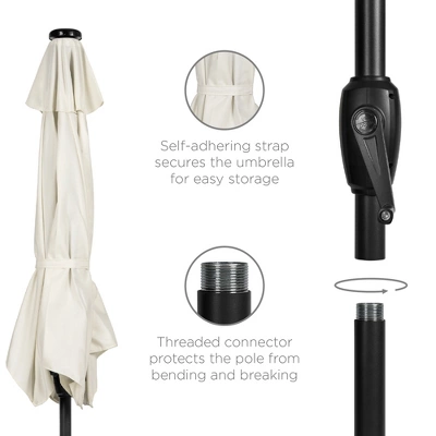 Best Choice Products 7.5ft Outdoor Solar Patio Umbrella For Deck, Pool W/ Tilt, Crank, LED Lights - Image 5