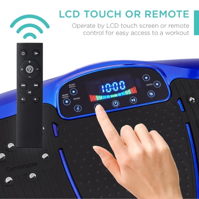 Best Choice Products Vibration Platform, Full Body Exercise Machine W/ Bluetooth Speakers, 5 Resistance Bands - Blue - Image 4