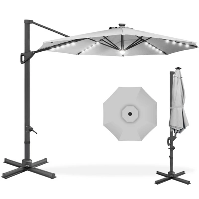 Best Choice Products 10ft 360-Degree Solar LED Cantilever Patio Umbrella, Outdoor Hanging Shade W/ Lights - Image 13