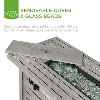 Best Choice Products 42in Fire Pit Table 50,000 BTU Rectangular Steel Gas W/ Storage, Cover, Glass Beads - Image 3