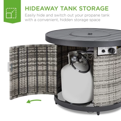 Best Choice Products 32in Round Fire Pit Table, 50,000 BTU Outdoor Wicker Patio Firepit W/ Cover, Tank Holder - Image 3