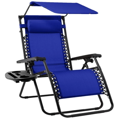 Best Choice Products Folding Zero Gravity Recliner Patio Lounge Chair W/ Canopy Shade, Headrest, Tray - Image 14