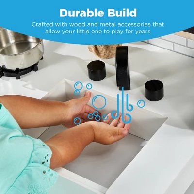 Best Choice Products Farmhouse Play Kitchen Toy For Kids W/ Chalkboard, Storage Shelves, 5 Accessories - Image 2