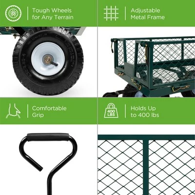 Best Choice Products Heavy-Duty Steel Garden Wagon Lawn Utility Cart W/ 400lb Capacity, Removable Sides, Handle - Image 2