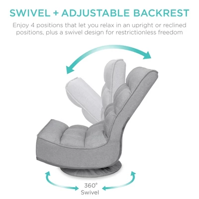 Best Choice Products Folding Floor Gaming Chair For Home, Office W/ 360-Degree Swivel, 4 Adjustable Positions