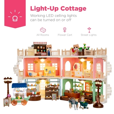 Best Choice Products Deluxe Cottage Dollhouse Mansion Pretend Toy Playset W/ 225 Accessories And Tiny Critters For Kids - Image 4