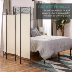 Best Choice Products 6ft 4-Panel Folding Privacy Screen Room Divider Decoration Accent W/ Steel Frame