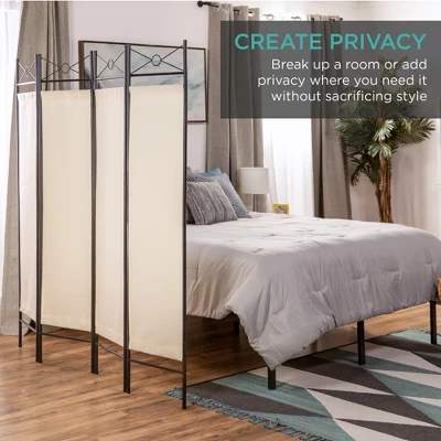 Best Choice Products 6ft 4-Panel Folding Privacy Screen Room Divider Decoration Accent W/ Steel Frame