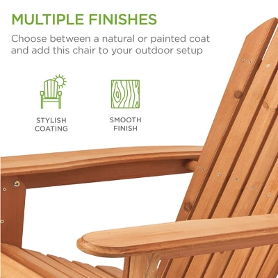 Best Choice Products Folding Adirondack Chair Outdoor, Wooden Accent Lounge Furniture W/ 350lb Capacity - Image 4