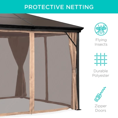 Best Choice Products 10x10ft Hardtop Gazebo, Outdoor Aluminum Canopy For Backyard, Garden W/ Side Curtains, Netting - Image 4