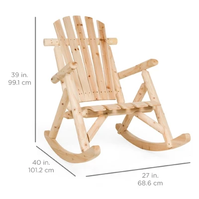 Best Choice Products Wooden Rocking Chair Outdoor Wood Rocker Adirondack Lounger Patio Accent Furniture - Natural Finish - Image 6