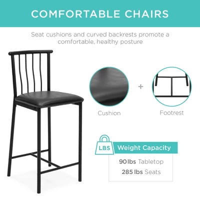 Best Choice Products 3-Piece Wooden Counter Height Dining Table Set For Kitchen, Dining Room W/ Storage - Image 5