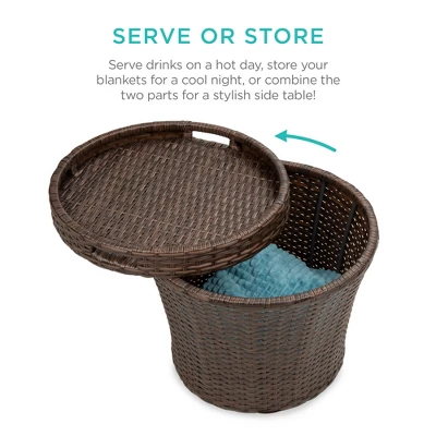 Best Choice Products 5-Piece Outdoor Wicker Patio Bistro Furniture Set W/ Storage Table, No Assembly - Image 3