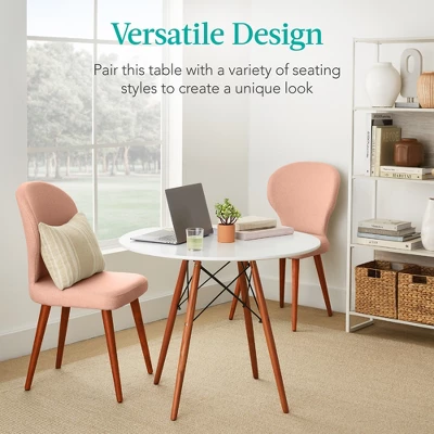 Best Choice Products 35.5in Round Compact Mid-Century Modern Dining Table W/ Beech Wood Legs, Metal Frame - Image 3