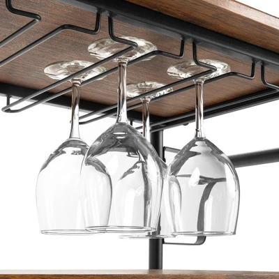 Best Choice Products 45in Industrial Wood Shelf Bar & Wine Storage Service Cart W/ Bottle & Glass Racks, Locking Wheels - Image 4