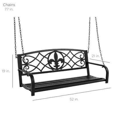 Best Choice Products 2-Person Metal Outdoor Porch Swing, Hanging Patio Bench W/ Weather-Resistant Steel - Image 6