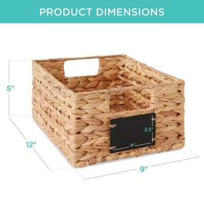 Best Choice Products Set Of 4 12in Woven Water Hyacinth Pantry Baskets W/ Chalkboard Label, Chalk Marker - Image 6