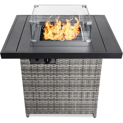 Best Choice Products 32in Fire Pit Table 50,000 BTU Outdoor Wicker Patio W/ Wind Guard, Glass Beads, Cover - Image 7