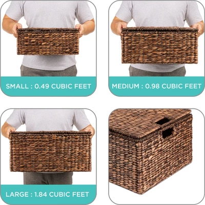 Best Choice Products Set Of 3 Large Multipurpose Hyacinth Storage Baskets W/ Insert Handles, Lid - 21", 20", 18" - Image 5