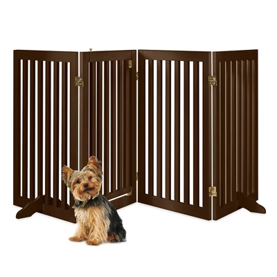 Best Choice Products 31.5in 4-Panel Freestanding Wooden Pet Gate W/ Walk Through Door, Adjustable Pen - Image 7