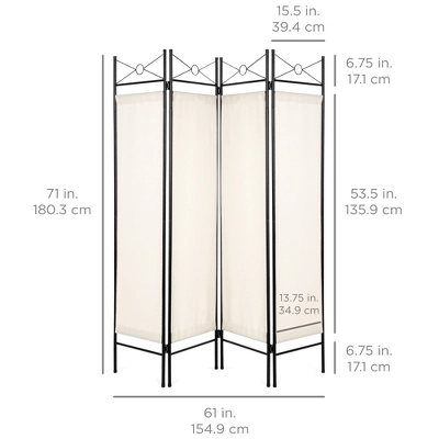 Best Choice Products 6ft 4-Panel Folding Privacy Screen Room Divider Decoration Accent W/ Steel Frame - Image 6