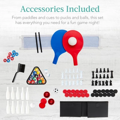 Best Choice Products 11-in-1 Kids Combo Game Set W/ Ping Pong, Foosball, Air Hockey, 5 Accessory Bags - Image 6