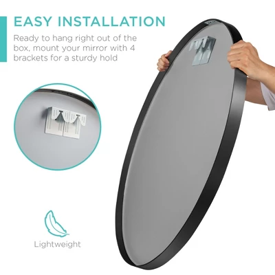 Best Choice Products 36in Framed Round Bathroom Vanity Wall Mirror W/ Anti-Blast Film - Image 5