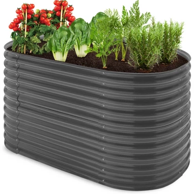 Best Choice Products 63in Oval Metal Raised Garden Bed, Customizable Outdoor Planter For Gardening, Plants - Image 7