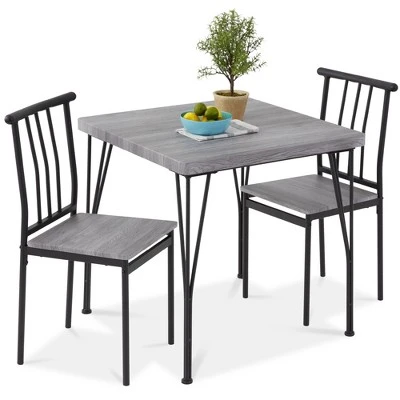 Best Choice Products 3-Piece Indoor Metal Wood Square Dining Table, Furniture Set W/ 2 Chairs - Image 8