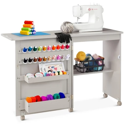 Best Choice Products Sewing Machine Table & Desk W/ Craft Storage And Bins - Image 9